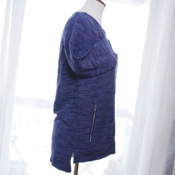 Blue Striped High Low Cotton Blend Casual Sweater - Picture 3 of 7